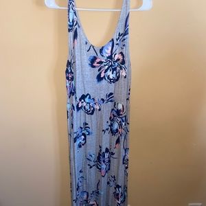 Long grey with pink and blue florals dress size XXL